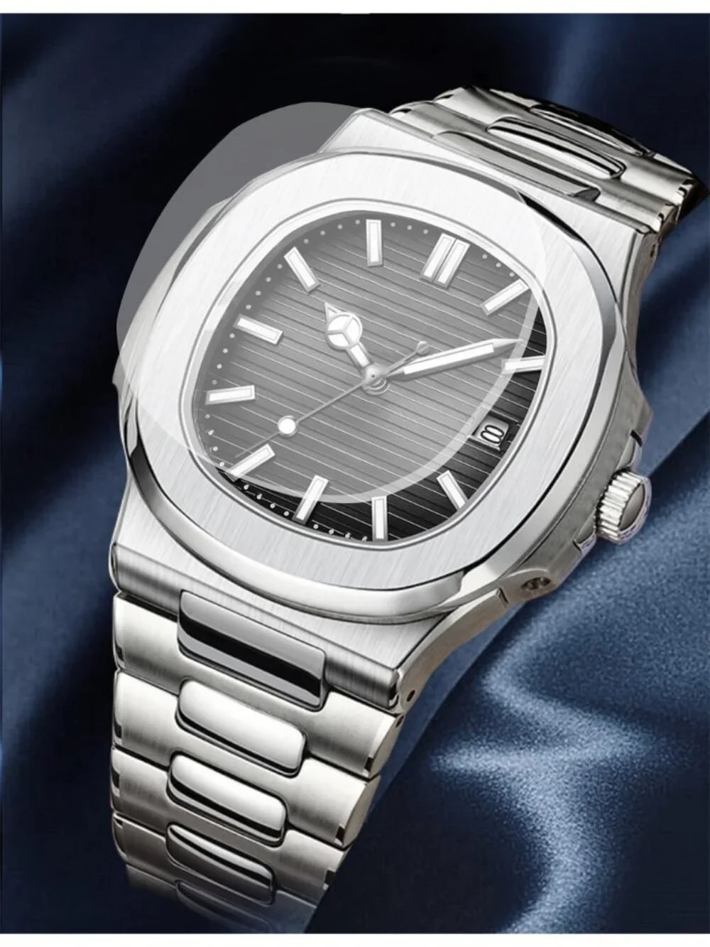 Men's Black Stainless Steel Strap Quartz Movement Waterproof Date Wrist Watch
